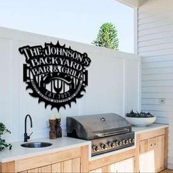 personalized metal art grill bbq sign custom est sign for backyard smokehouse outdoor bar and kitchen wall decor perfect gift for dad and family name decoration 2