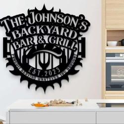 personalized metal art grill bbq sign custom est sign for backyard smokehouse outdoor bar and kitchen wall decor perfect gift for dad and family name decoration 3