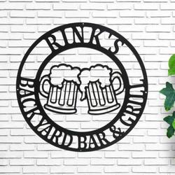 personalized metal bar sign home bar tiki bar pub decor backyard bar and grill sign man cave sign home outdoor decor dad gift 1