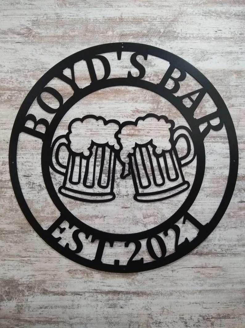 Personalized Metal Bar Sign Home Bar, Tiki Bar, Pub Decor Backyard Bar And Grill Sign Man Cave Sign 2 personalized metal bar sign home bar tiki bar pub decor backyard bar and grill sign man cave sign home outdoor decor dad gift 2