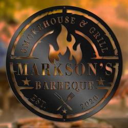 personalized metal bbq sign kitchen wall art for bbq enthusiasts decor for outdoor bar grill lounge backyard pool unique gift for grill masters dad 1