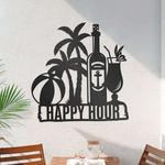 personalized metal beach sign poolside with palm tree beach ball bottle and cocktail pool bar signs for beach house 0