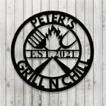 personalized metal chill n grill sign outdoor bbq decor gift for dad 0