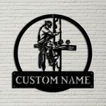 personalized metal electrical lineman sign custom name sign lineman gifts for dad 0