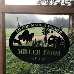 personalized metal farm sign barn tractor monogram farmhouse outdoor gift for farmer 1