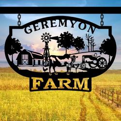 personalized metal farm sign outdoor farm decor with chicken cow barn tractor and plaque design 1