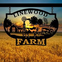 personalized metal farm sign outdoor farm decor with chicken cow barn tractor and plaque design 2