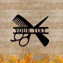 personalized metal hair stylist sign barber shop decor custom name sign gift for hairdresser 1