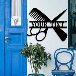 personalized metal hair stylist sign barber shop decor custom name sign gift for hairdresser 2