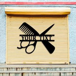personalized metal hair stylist sign barber shop decor custom name sign gift for hairdresser 3