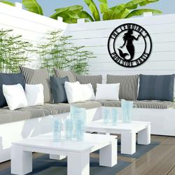 personalized metal mermaid sign poolhouse sign beach house sign poolside sign backyard home outdoor beach patio decor housewarming gift for mom 1