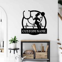 personalized metal nurse name sign decoration for room cna rn lpn gifts for nurse 1