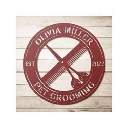 personalized metal pet grooming sign pet groomer gifts barber shop sign barber shop decor 3