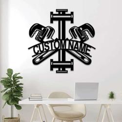 personalized metal plumbing tools sign customized plumber name sign for garage wall art and repair tools metal decor 1