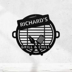 personalized metal sign for bar and grill ideal for backyards patios and bbq lovers great for fathers day and grilling gifts 2