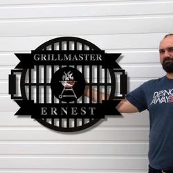 personalized metal sign for fathers day and family bbq custom grill master design door hanger outdoor use 3