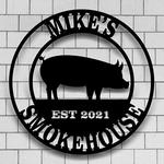 personalized metal signs pig bbq smoke house custom name classical cut metal sign backyard bar and grill bbq decor sign 0