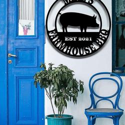 personalized metal signs pig bbq smoke house custom name classical cut metal sign backyard bar and grill bbq decor sign 1