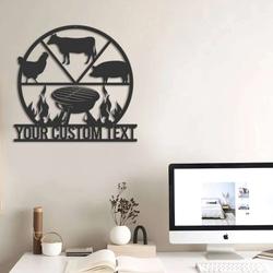 personalized metal wall art for backyard bbq and butcher shop smokehouse decor ideal for home patio and barbecue enthusiasts 1