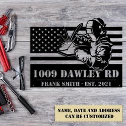 personalized metal welder signs custom address sign work shop decor ironworker gifts for dad 1