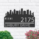 personalized miami city skyline metal address sign house number plaque realtor closing gift custom metal sign 0