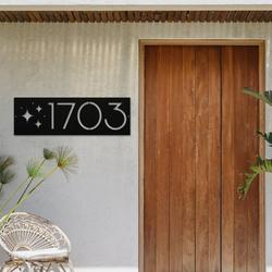 personalized mid century atom starburst address sign custom metal signs 1