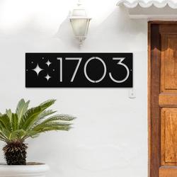 personalized mid century atom starburst address sign custom metal signs 2