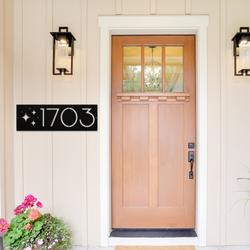 personalized mid century atom starburst address sign custom metal signs 3