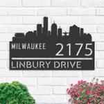 personalized milwaukee city skyline metal address sign house number plaque realtor closing gift custom metal sign 0