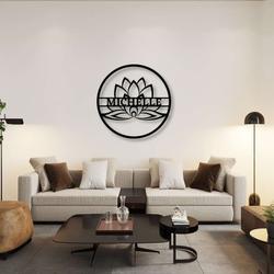 personalized modern lotus flower yoga studio home decor custom metal sign 2