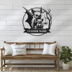personalized mom chil bat metal wall art halloween decoration for home 1