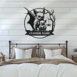 personalized mom chil bat metal wall art halloween decoration for home 2