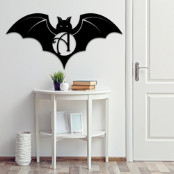 Personalized Monogram Bat Halloween Metal Wall Art Trick Or Treat Halloween Decoration for Home