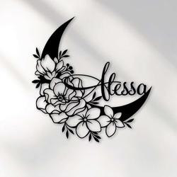 personalized moon flower garden custom name decorative custom metal sign housewarming gift 1