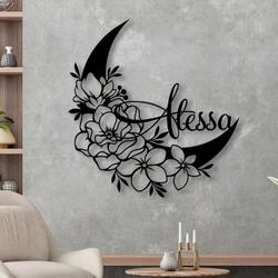 personalized moon flower garden custom name decorative custom metal sign housewarming gift 3