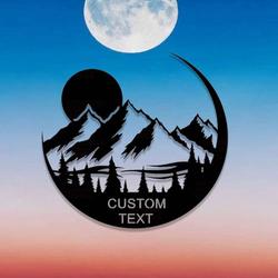 personalized moon mountain sign mountain camping custom metal sign outdoor sign housewarming gifts 6