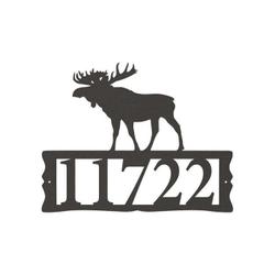 Personalized Moose Address Sign House Number Plaque Custom Metal Wall Art
