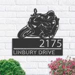 personalized motobike rider biker address sign house number plaque custom metal sign 0