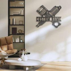personalized motocross garage sign workshop name sign motorcycle mechanic custom metal signs gifts for repairman 3