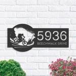 personalized mountain bike bicycle cyclist address sign house number plaque custom metal sign 0