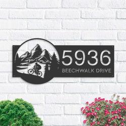 personalized mountain bike biker mtb v1 address sign house number plaque custom metal sign 1