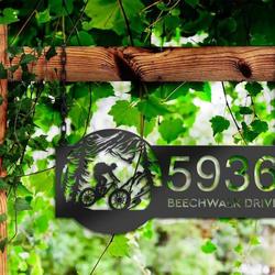 personalized mountain bike biker mtb v3 address sign house number plaque custom metal sign 1