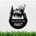 personalized mountain deer night view address sign house number plaque custom metal sign 0