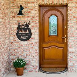 personalized mountain deer night view address sign house number plaque custom metal sign 3