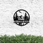 personalized mountain pine tree address sign nature scene house number plaque custom metal sign 0