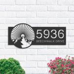 personalized mountain scene sunrise sun set address sign house number plaque custom metal sign 0
