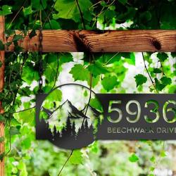 personalized mountain scene wild life address sign house number plaque custom metal sign 1