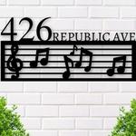 personalized music note staves address sign house number plaque custom metal sign 0