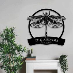 personalized name and est date dragonfly garden decorative custom metal sign 1