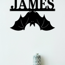 Personalized Name Bat Sign Custom Family Name Metal Wall Art Halloween Decoration for Home